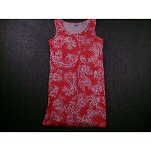 Basic Editions Dress Womens S Tank Sundress Scoop Neck Drawstring Waist Red